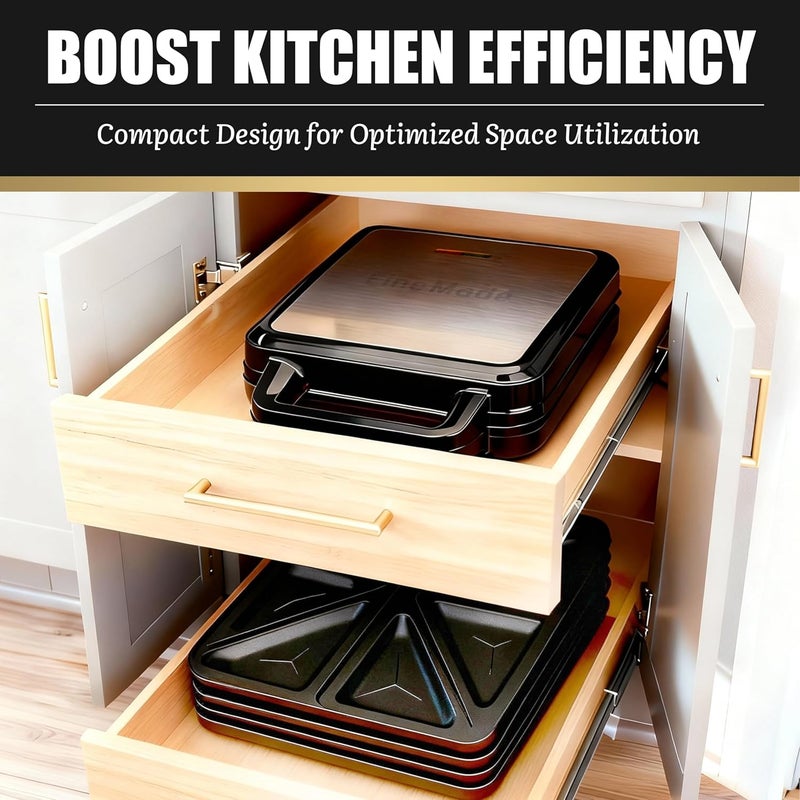 FineMade Panini Grill Press Breakfast Sandwich Maker 3 in 1, Electric Griddle Panini Press, Grilled Cheese Maker, Sandwichera Electrica, Belgian Waffle Maker with Removable Plates - Image 5